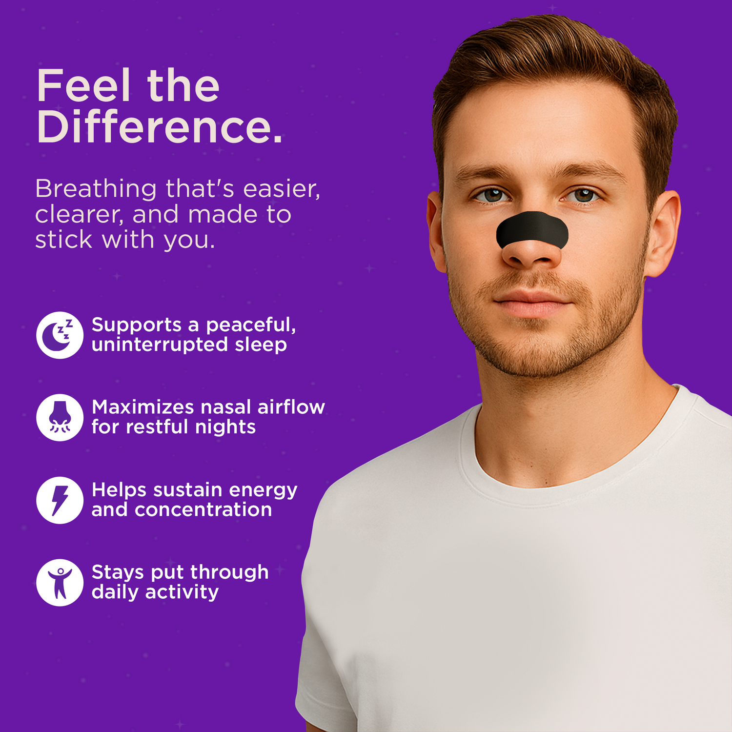 Lucid Nasal Strips for Breathing - Oil & Sweat Proof Adhesive - Performance Nasal Strips for Snoring & Sleeping - Black, Wide Body, Universal Fit, Extra Strength - 30 Day Supply