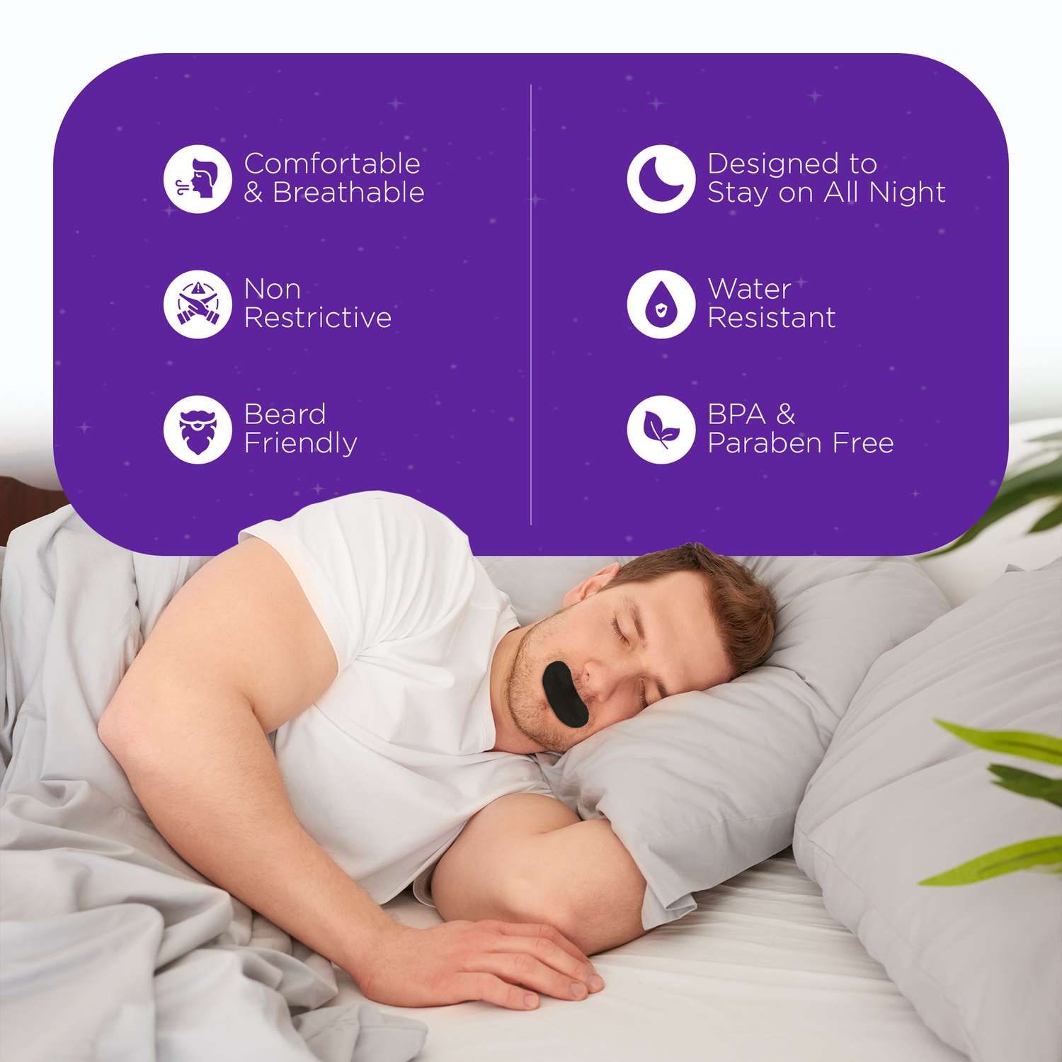 Lucid Mouth Tape for Sleeping, Sleep Tape for Sleeping and Snoring, Rest & Recovery - Strong & Gentle Hypoallergenic Adhesive - 30 Nights Supply