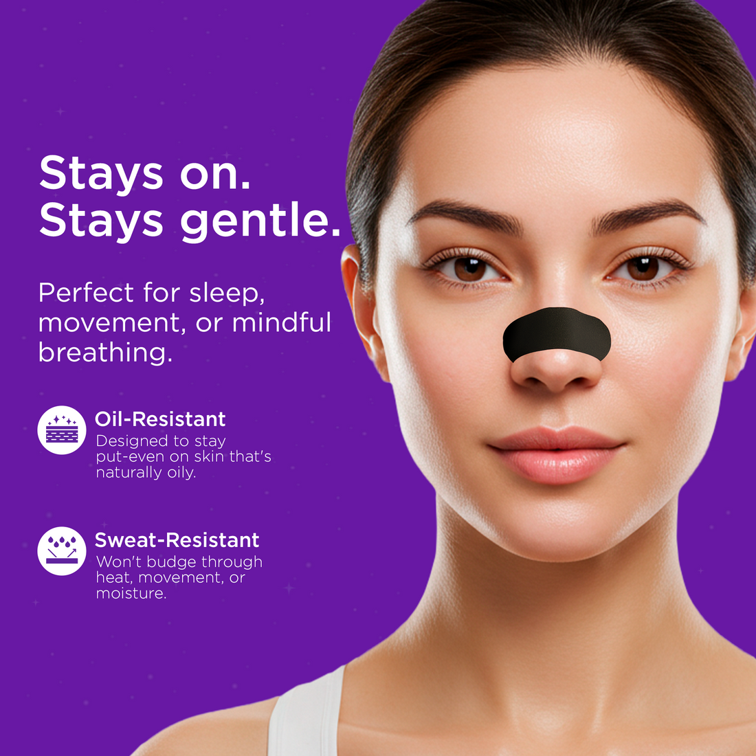 Lucid Nasal Strips for Breathing - Oil &amp; Sweat Proof Adhesive - Performance Nasal Strips for Snoring &amp; Sleeping - Black, Wide Body, Universal Fit, Extra Strength - 30 Day Supply