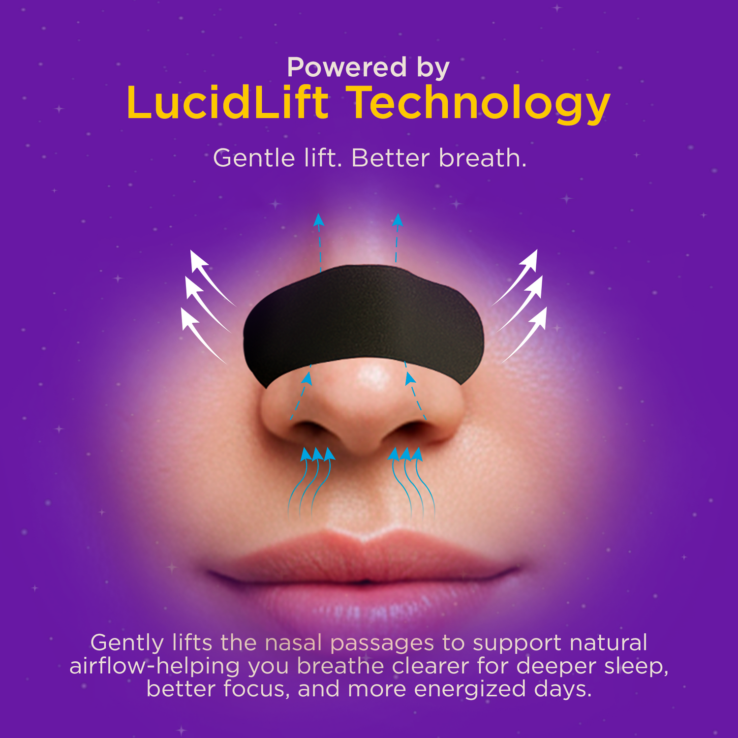 Lucid Nasal Strips for Breathing - Oil &amp; Sweat Proof Adhesive - Performance Nasal Strips for Snoring &amp; Sleeping - Black, Wide Body, Universal Fit, Extra Strength - 30 Day Supply