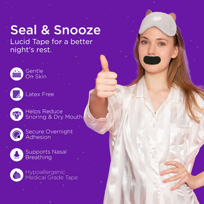 Lucid Mouth Tape for Sleeping, Sleep Tape for Sleeping and Snoring, Rest &amp; Recovery - Strong &amp; Gentle Hypoallergenic Adhesive - 30 Night Free Trial