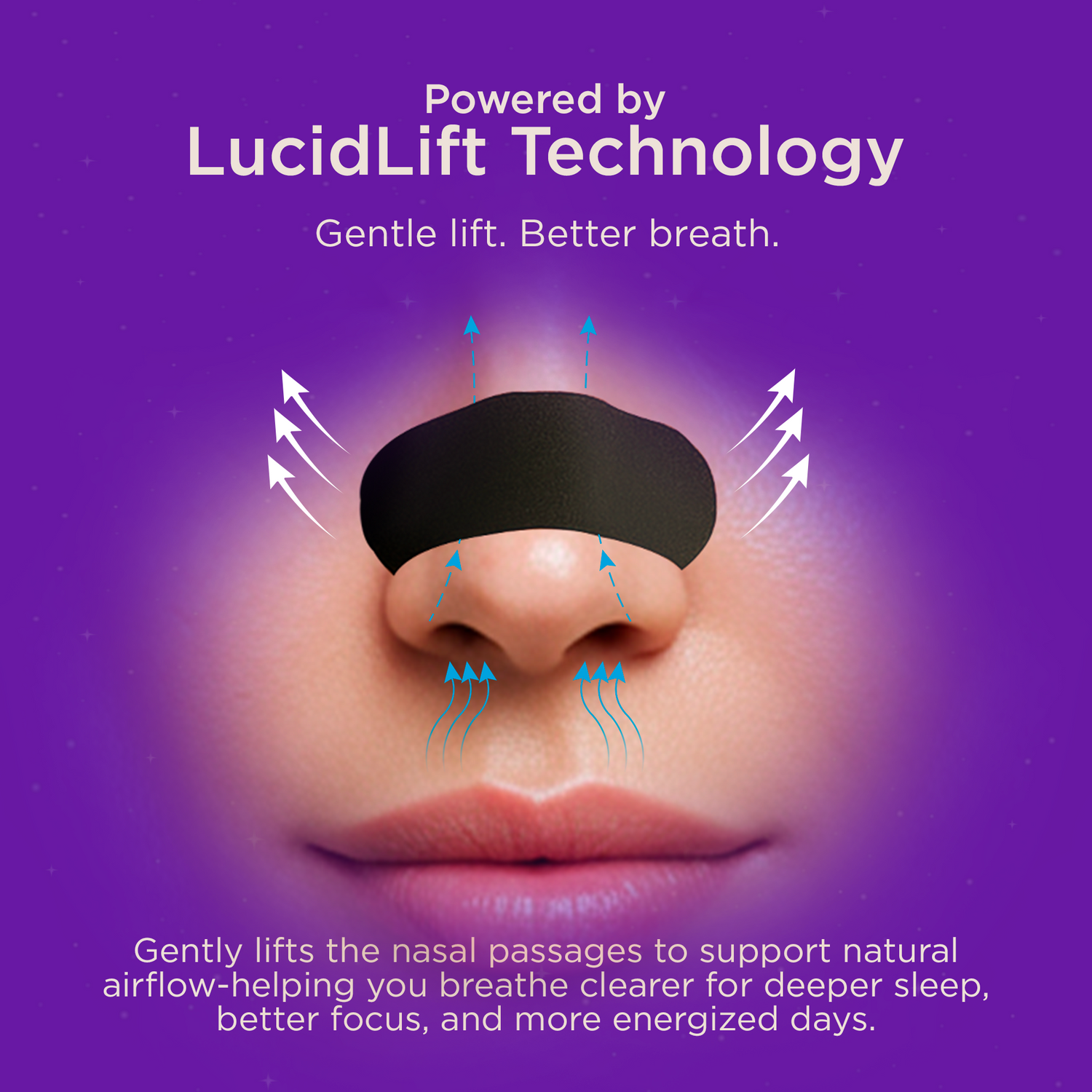 Lucid Nasal Strips for Breathing - Oil &amp; Sweat Proof Adhesive - Performance Nasal Strips for Snoring &amp; Sleeping - Black, Wide Body, Universal Fit, Extra Strength - 30 Day Supply
