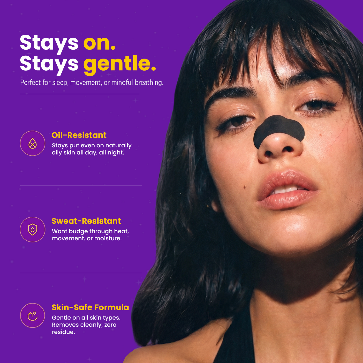 Lucid Nasal Strips for Breathing - Oil &amp; Sweat Proof Adhesive - Performance Nasal Strips for Snoring &amp; Sleeping - Black, Wide Body, Universal Fit, Extra Strength - 30 Day Supply